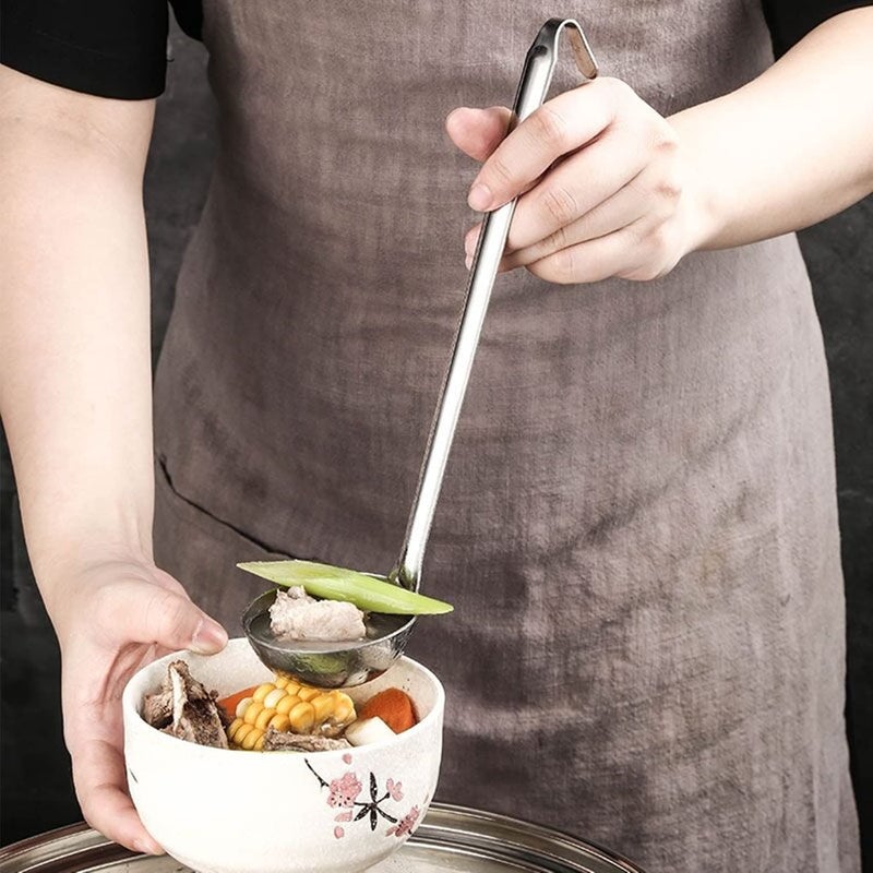 Odowalker Stainless Steel Hooked Handle Ladle Set - 5 Pcs with Pouring Rim, Long Handle for Kitchen Cooking Soup Sauce (1oz, 2oz, 4oz, 6oz, 8oz) - Image 2